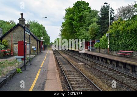 Stocksmoor Railway Station, eine Haltestelle auf der Penistone Line südlich von Huddersfield Stockfoto