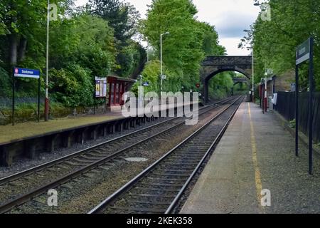 Stocksmoor Railway Station, eine Haltestelle auf der Penistone Line südlich von Huddersfield Stockfoto