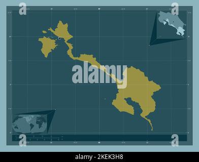 Puntarenas, Provinz Costa Rica. Einfarbige Form. Karten für zusätzliche Eckposition Stockfoto