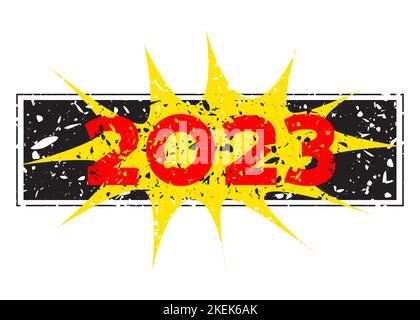 Einfacher Vintage-Stempel mit der Nummer 2023. Stock Vektor