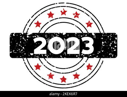 Einfacher Vintage-Stempel mit der Nummer 2023. Stock Vektor