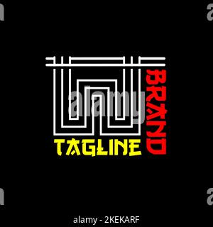 Einfaches und klares Logo-Design, mit dem ersten W kombiniert mit Nudeln. Geeignet für die Markenidentität von Cafeteria und Restaurant Stock Vektor