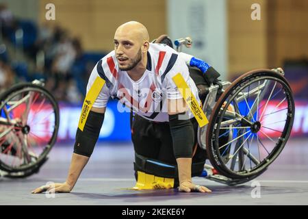 Jeremy Bourson aus Frankreich während des Halbfinalspiels der Rugby-League-Weltmeisterschaft 2021 Frankreich gegen Australien im English Institute of Sport Sheffield, Sheffield, Großbritannien, 13.. November 2022 (Foto von Mark Cosgrove/News Images) in Sheffield, Großbritannien am 11/13/2022. (Foto von Mark Cosgrove/News Images/Sipa USA) Stockfoto