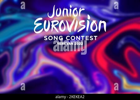 Junior Eurovision 2022, Armenian Junior Eurovision in Jerewan, Banner Eurovision Stockfoto