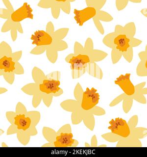 Nahtloses Narzissen-Muster. Ostern Hintergrund mit Narzissen Blumen. Stock Vektor