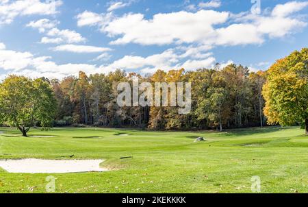 Herbstlandschaft im Gardiner's Bay Country Club Stockfoto