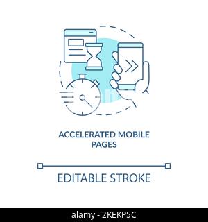 Beschleunigtes türkisfarbenes Konzeptsymbol für mobile Seiten Stock Vektor