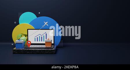 Online-Verkauf Banner Design für Black friday 3D gerendert Stockfoto