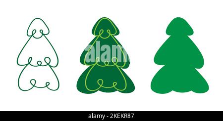 Weihnachtsbaum Linie Symbol, Kontur Vektor Zeichen von Fichte, linear und voll Piktogramm isoliert auf weiß, Logo-Illustration. Stock Vektor