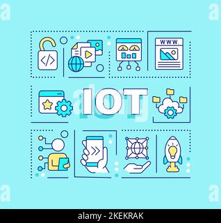 Internet der Dinge Wortkonzepte blaues Banner Stock Vektor