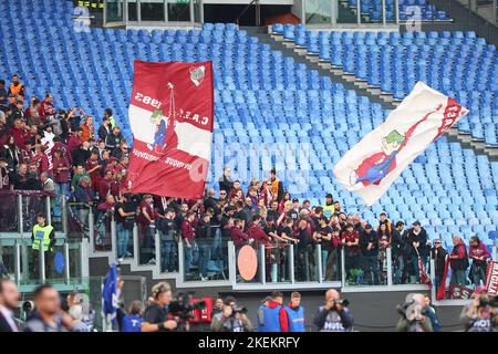 Fans von Turin während der italienischen Meisterschaft Serie A Fußballspiel zwischen AS Roma und Turin FC am 13. November 2022 im Stadio Olimpico in Rom, Italien - Foto Federico Proietti / DPPI Stockfoto