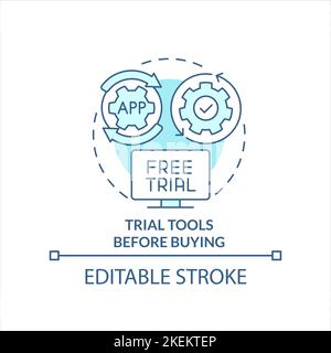 Testen Sie Tools, bevor Sie türkisfarbenes Concept Icon kaufen Stock Vektor