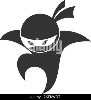 Eine digitale Illustration eines schwarzen Ninja-Firmenlogos auf weißem Hintergrund Stock Vektor