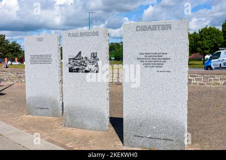 Denkmal für die Katastrophe der Tay Rail Bridge vom 28. Dezember 1879. Dundee, Schottland, Großbritannien Stockfoto