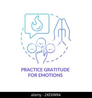 Üben Sie Dankbarkeit für das blaue Gradientenkonzept der Emotionen Stock Vektor