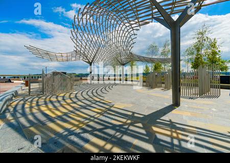 Die Tay Whale Skulptur von Lee Simmons, Waterfront Place, Dundee, Schottland, Großbritannien Stockfoto