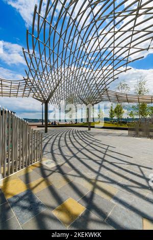 Die Tay Whale Skulptur von Lee Simmons, Waterfront Place, Dundee, Schottland, Großbritannien Stockfoto