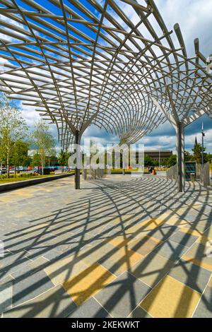 Die Tay Whale Skulptur von Lee Simmons, Waterfront Place, Dundee, Schottland, Großbritannien Stockfoto