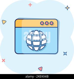 Website Domain-Symbol im Comic-Stil. Globale Internet-Adresse Cartoon Vektor Illustration auf weißem Hintergrund isoliert. Server-Splash-Effekt für Unternehmensunternehmen Stock Vektor