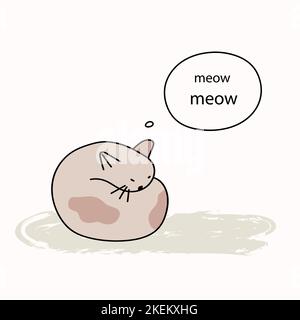 Nette Katze schlafen und geschrieben Miow Miow Stock Vektor