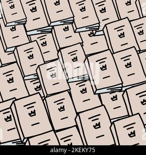 Hintergrund, Textur viele handgezeichnete Bücher, Geschichten Stock Vektor