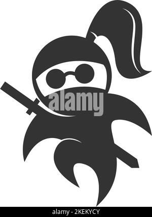 Eine digitale Illustration eines schwarzen Ninja-Firmenlogos auf weißem Hintergrund Stock Vektor