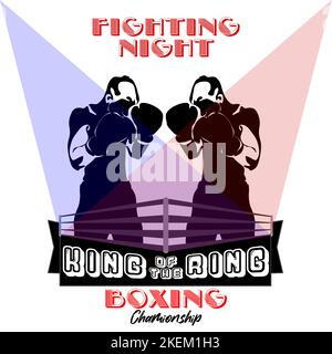 Fight-Junges, Boxcenter, Boxmeisterschaftslogo, Banner, Flyer Stock Vektor