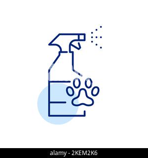 PET-Spray in einer Flasche. Pixel-perfektes, bearbeitbares Strichsymbol Stock Vektor