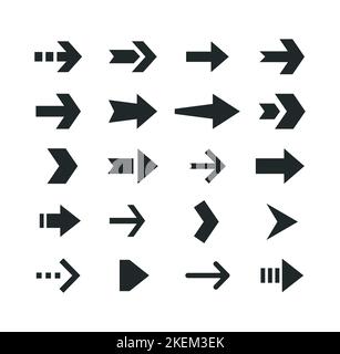Pfeilsymbole isoliert. Legen Sie verschiedene Pfeile oder Webdesigns fest. Vektorgrafik Stock Vektor