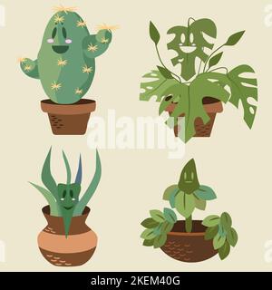 Indoor lebende Pflanzen für Ihr Zuhause in der Abbildung Stock Vektor