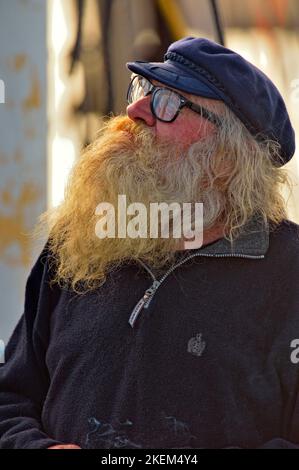 Kapitän/Fischer „Kapitän Ron“ (kein MR verfügbar), Morro Bay, Kalifornien, USA Stockfoto