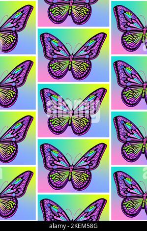 Nahtloses ramponfliegen Ornament, helle Farben, druckvolle Formen Vektor Stock Vektor