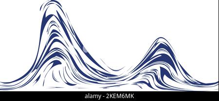 Digitale Kunst-Ikone der Meereswellen. Platz für Text. Stock Vektor