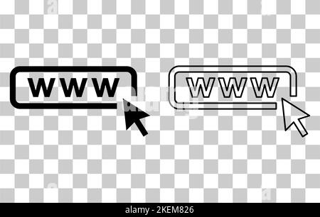Satz von World Wide Web-Symbol, www Internet-Website-Symbol, klicken Sie Maus Pfeil Zeichen Vektor-Illustration . Stock Vektor