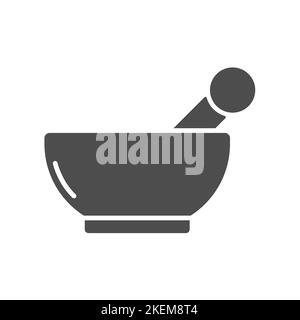 Mörtel und Stößel Silhouette Vektor-Symbol isoliert Stock Vektor