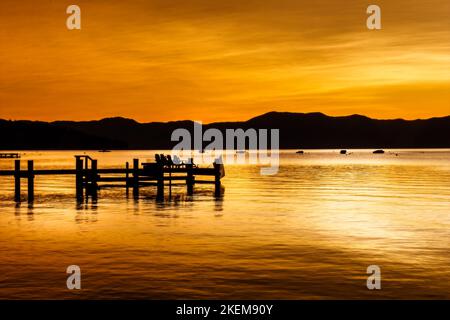 Golden Hour am Lake Tahoe, Kalifornien Stockfoto