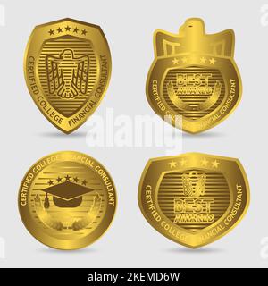 Consultant Award Badge Set, in Goldfarbe mit luxuriösem Stil, ideal für verschiedene Award Badges Stock Vektor