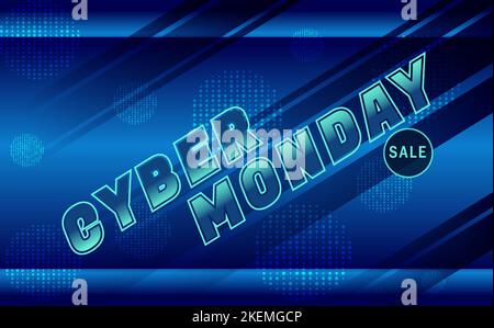 Cyber monday Sale Banner, mit blauem abstrakten Hintergrund Illustration Stock Vektor