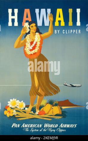 Hawaii von Clipper von John Atherton (1900-1952). Plakat, das 1948 in den USA veröffentlicht wurde. Stockfoto