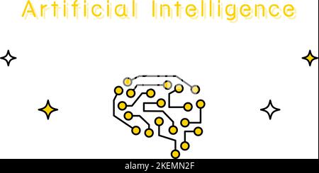 Bild von KI, elektronischen Schaltungen in Form eines Gehirns Stock Vektor