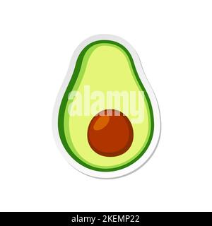 Aufkleber grün Avocado. Flache Vektor-Illustration Design Stock Vektor