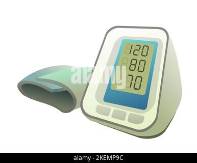 Tonometer zur Messung von Blutdruck und Puls. Medizinische Geräte für die Gesundheit. Isoliert auf weißem Hintergrund. Vektor Stock Vektor