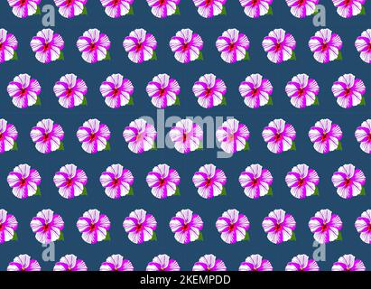 Nahtloses Muster aus Hibiskusblüten, druckvolle Farben im Retro-Stil Stock Vektor