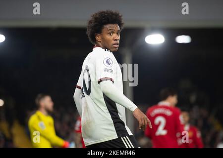 London, Großbritannien. 13.. November 2022. Willian von Fulham während des Premier League-Spiels zwischen Fulham und Manchester United im Craven Cottage, London, England am 13. November 2022. Foto von Salvio Calabrese. Nur zur redaktionellen Verwendung, Lizenz für kommerzielle Nutzung erforderlich. Keine Verwendung bei Wetten, Spielen oder Veröffentlichungen einzelner Clubs/Vereine/Spieler. Kredit: UK Sports Pics Ltd/Alamy Live Nachrichten Stockfoto