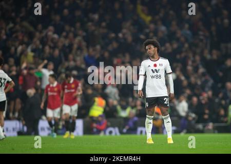 London, Großbritannien. 13.. November 2022. Willian von Fulham während des Premier League-Spiels zwischen Fulham und Manchester United im Craven Cottage, London, England am 13. November 2022. Foto von Salvio Calabrese. Nur zur redaktionellen Verwendung, Lizenz für kommerzielle Nutzung erforderlich. Keine Verwendung bei Wetten, Spielen oder Veröffentlichungen einzelner Clubs/Vereine/Spieler. Kredit: UK Sports Pics Ltd/Alamy Live Nachrichten Stockfoto