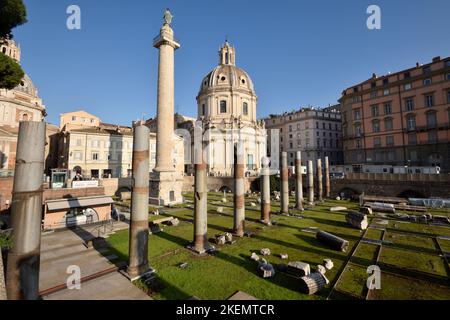 italien, rom, trajan Forum, Basilika ulpia und trajans Säule Stockfoto