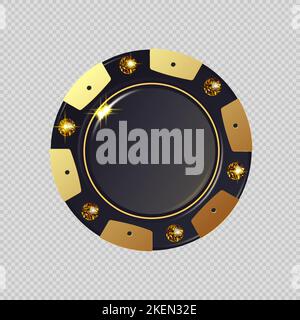 Casino Chips Vektor isoliert auf transparent. 3D Spielmarken für Spielautomaten, Poker, Roulette Casino-Spiele Blick von abov. Vektorchip Icon Design für ca. Stock Vektor