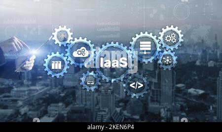 IaaS Infrastructure as a Service Blue Online Gear Internet- und Netzwerkkonzept Stockfoto