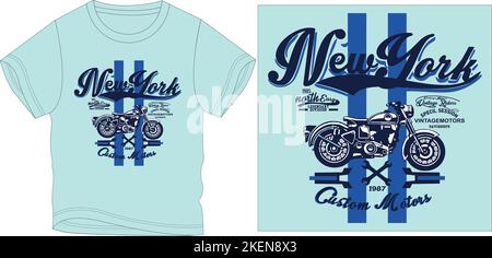 New york Fahrrad T-Shirt Grafik Design Vektor Illustration digitale Datei T-Shirts, Grafik T-Shirt, T-Shirt Siebdruck, Kinderbekleidung, Kindermode, Vektor, V Stock Vektor