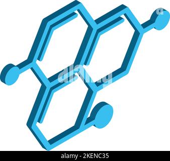 Darstellung von Atomen und Molekülen im isometrischen Stil von 3D, isoliert auf dem Hintergrund Stock Vektor